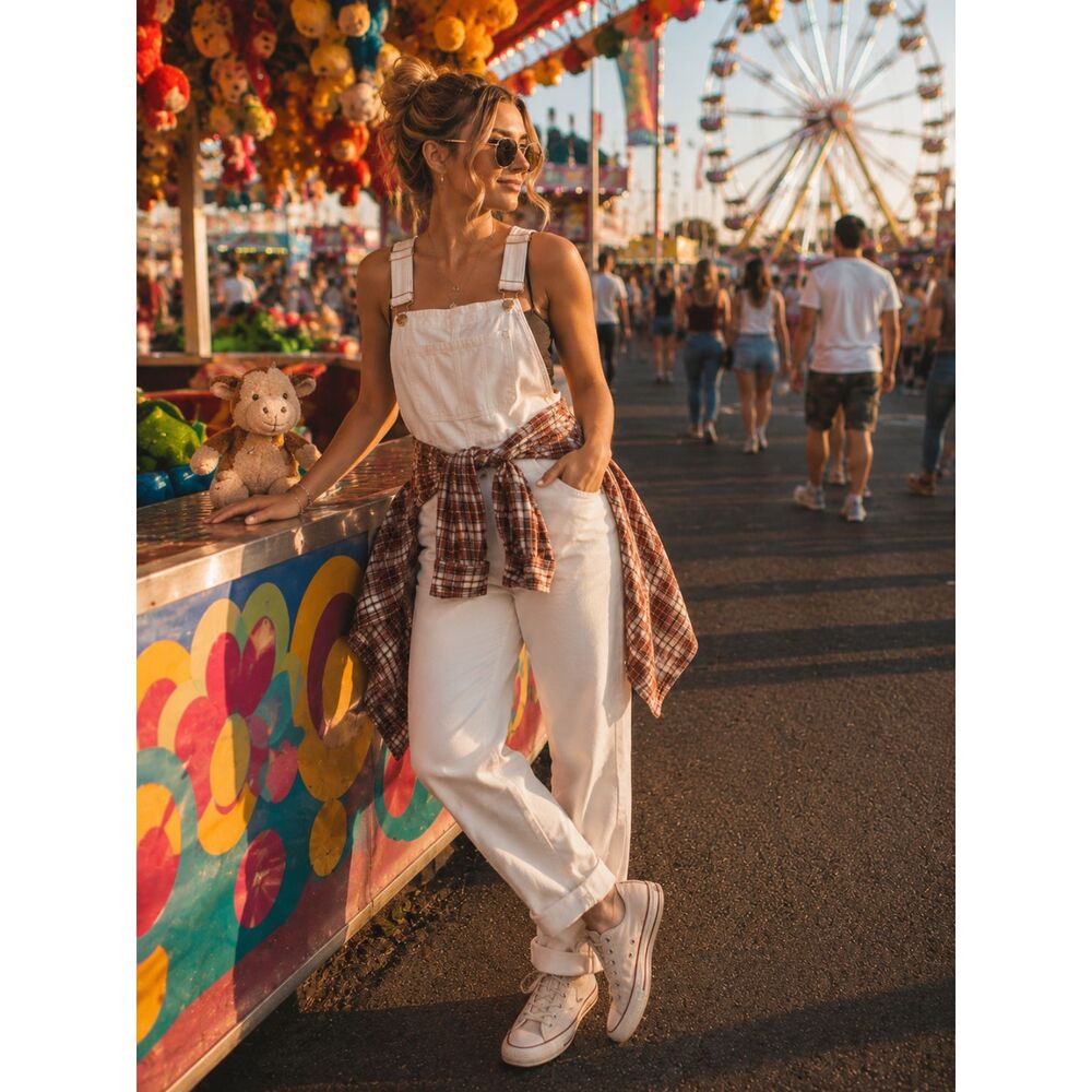 High Rise White Denim Skinny Overalls We Wore What Sz Small Summer Casual